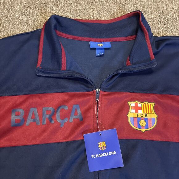 NWT FC Barcelona Large FCB Barca Full Zip Jacket Men's Large Blue Soccer Futbol - Picture 5 of 11